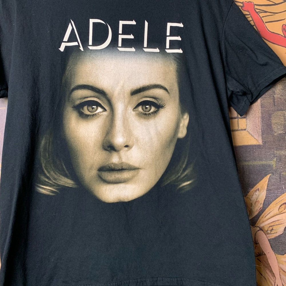 Adele 2016 Live Tour Front & Back Black Graphic Print T-Shirt